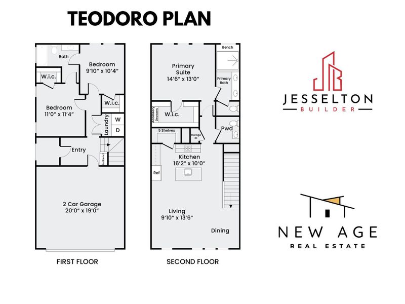 2D floor plan layout of this home in Jesselton Square at Creekmont, Houston, TX (Image 3).