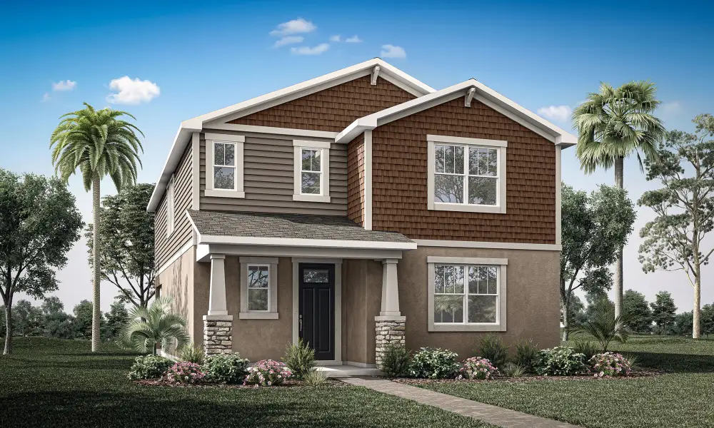 Representative exterior photo of a completed home built from the Windley by Mattamy Homes in Meridian Parks, Orlando, FL (Image 2). Representative exterior photo of a completed home built from the Windley by Mattamy Homes in Meridian Parks, Orlando, FL (Image 2).