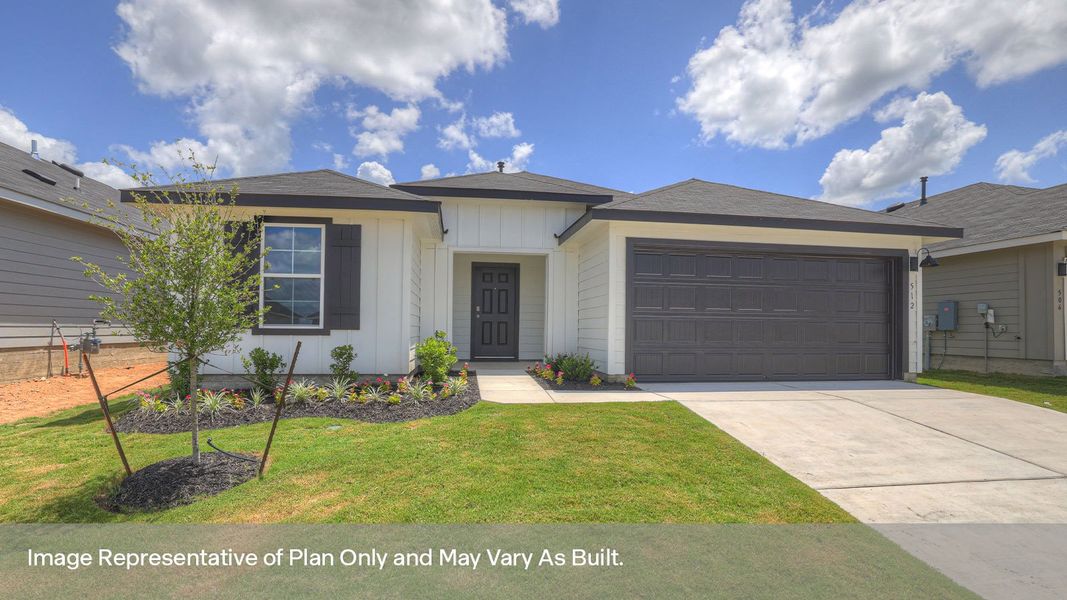 Representative exterior photo of a completed home built from the The Denton by D.R. Horton in Bollinger, Maxwell, TX (Image 2).