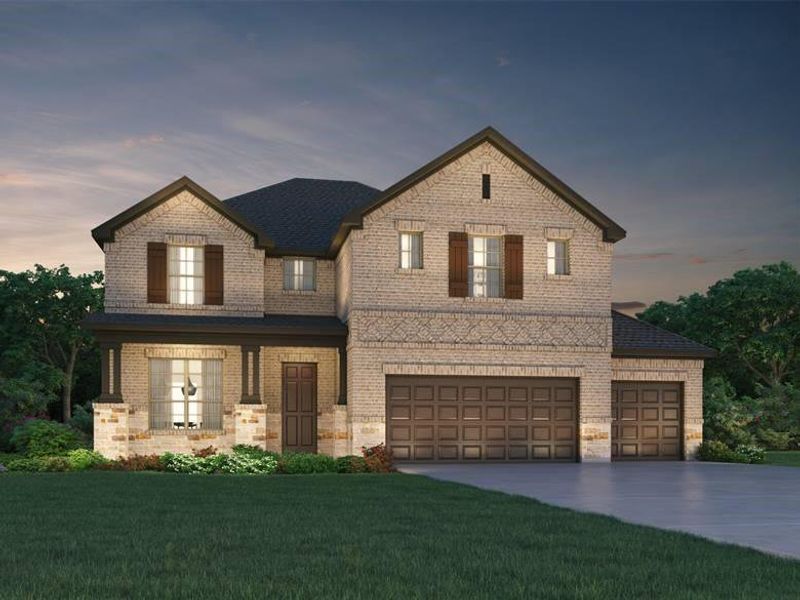Front exterior of a new home in Massey Oaks - Premier Series, Pearland, TX, highlighting curb appeal (Image 1).