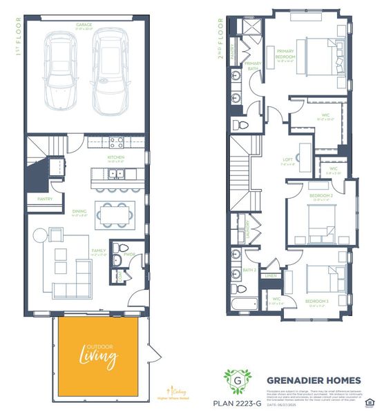 2D floor plan layout for the Elm (RE) by Grenadier Homes in Wildridge, Oak Point, TX (Image 2).