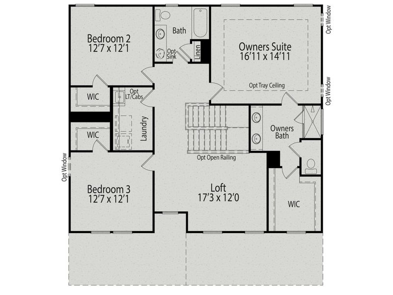 2D floor plan layout for the The Willow B by Davidson Homes LLC in Windgate, Mooresville, NC (Image 5).