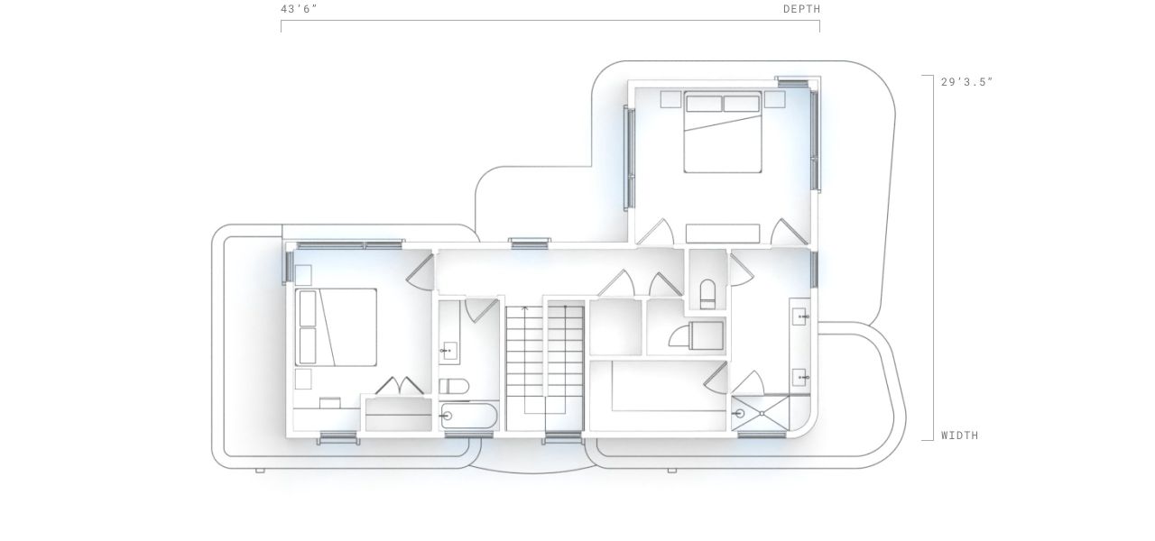 2D floor plan layout for the 2 Bedroom by ICON Technology in Mueller, Austin, TX (Image 4). 2D floor plan layout for the 2 Bedroom by ICON Technology in Mueller, Austin, TX (Image 4).