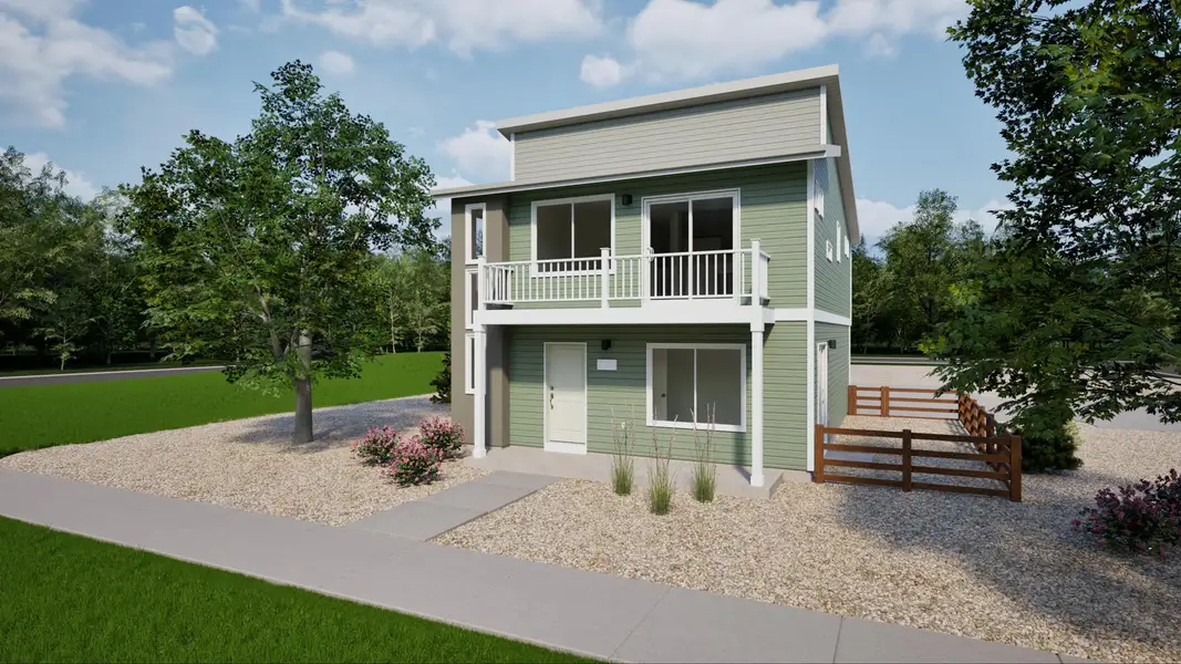 Front exterior of a new home in Thompson River Ranch, Johnstown, CO, highlighting curb appeal (Image 1). Front exterior of a new home in Thompson River Ranch, Johnstown, CO, highlighting curb appeal (Image 1).