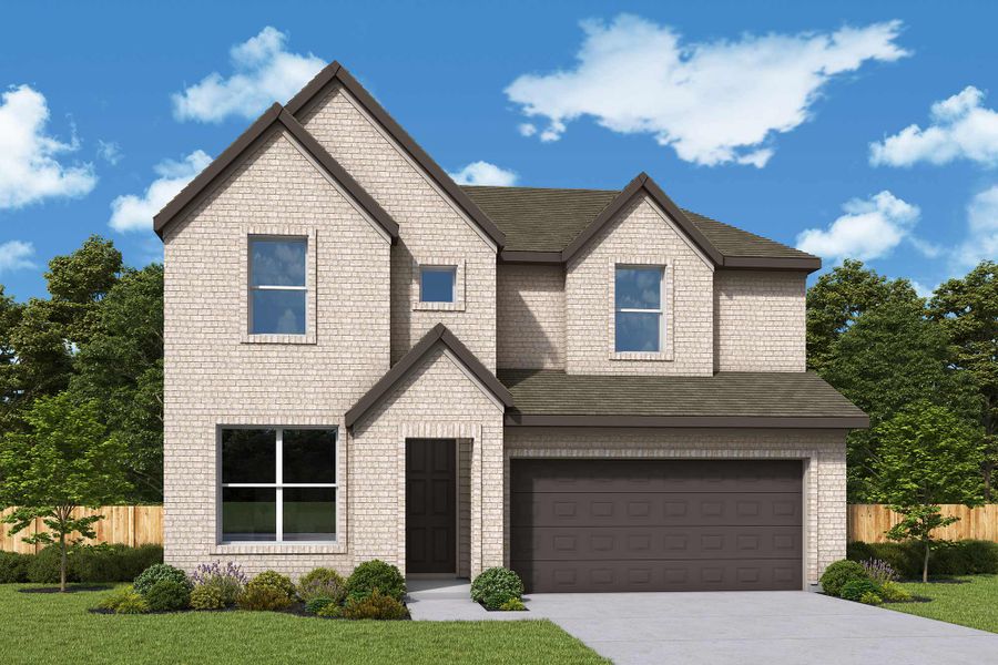 Representative exterior photo of a completed home built from the The Dahlia by David Weekley Homes in Jubilee, Hockley, TX (Image 16). Representative exterior photo of a completed home built from the The Dahlia by David Weekley Homes in Jubilee, Hockley, TX (Image 16).