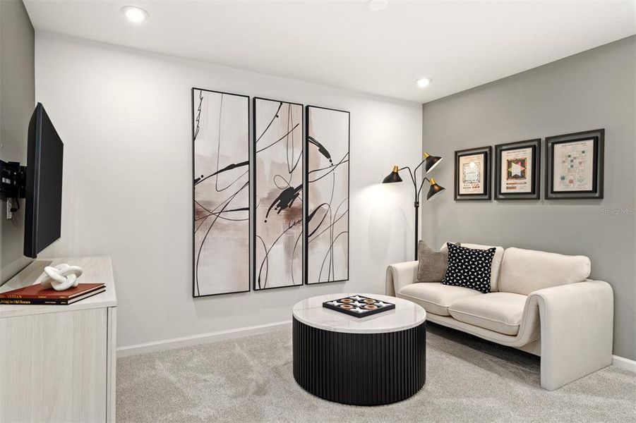 Furnished interior view inside a new home in Meridian Parks, Orlando (Image 15). Furnished interior view inside a new home in Meridian Parks, Orlando (Image 15).