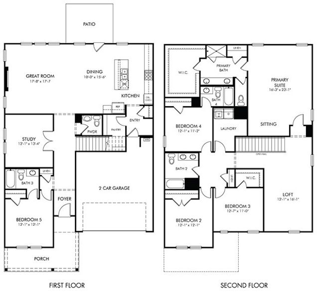 2D floor plan layout of this home in Vines at Mill Creek - Estate Series, Braselton, GA (Image 3).