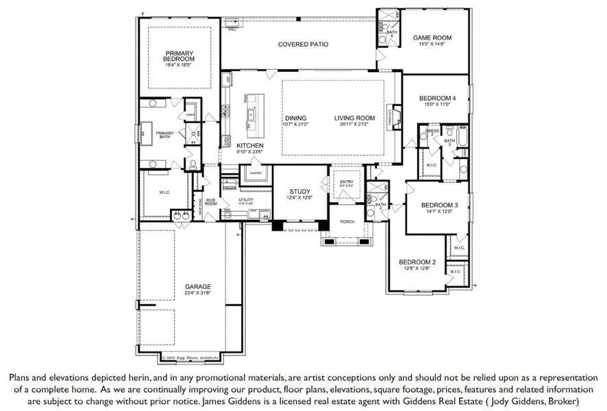 2D floor plan layout of this home in Scofield Farms Estates, Georgetown, TX (Image 3).