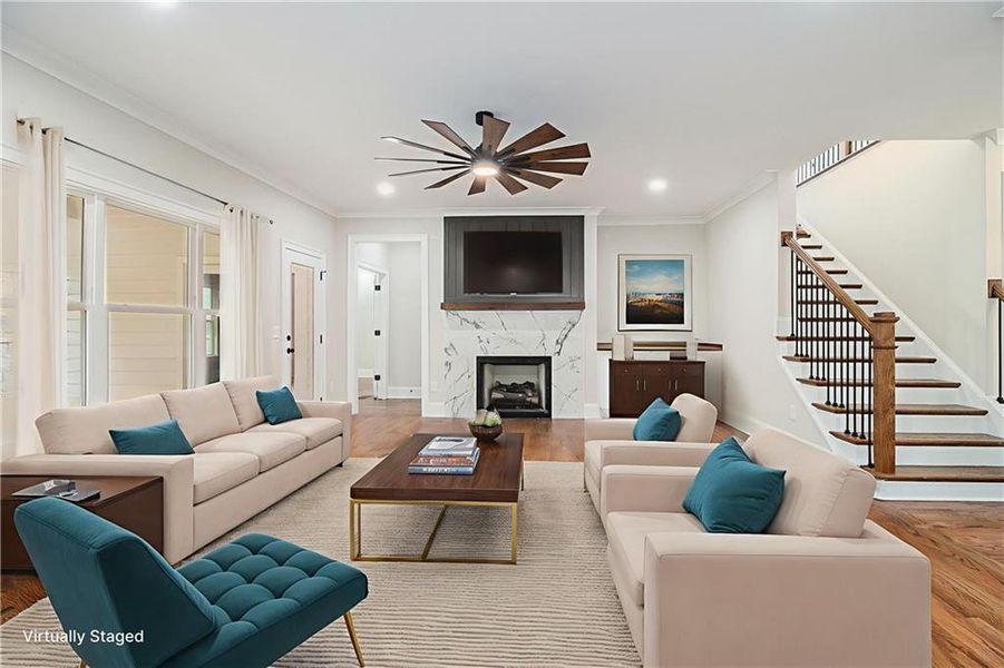 Furnished interior view inside a new home in , White (Image 13).