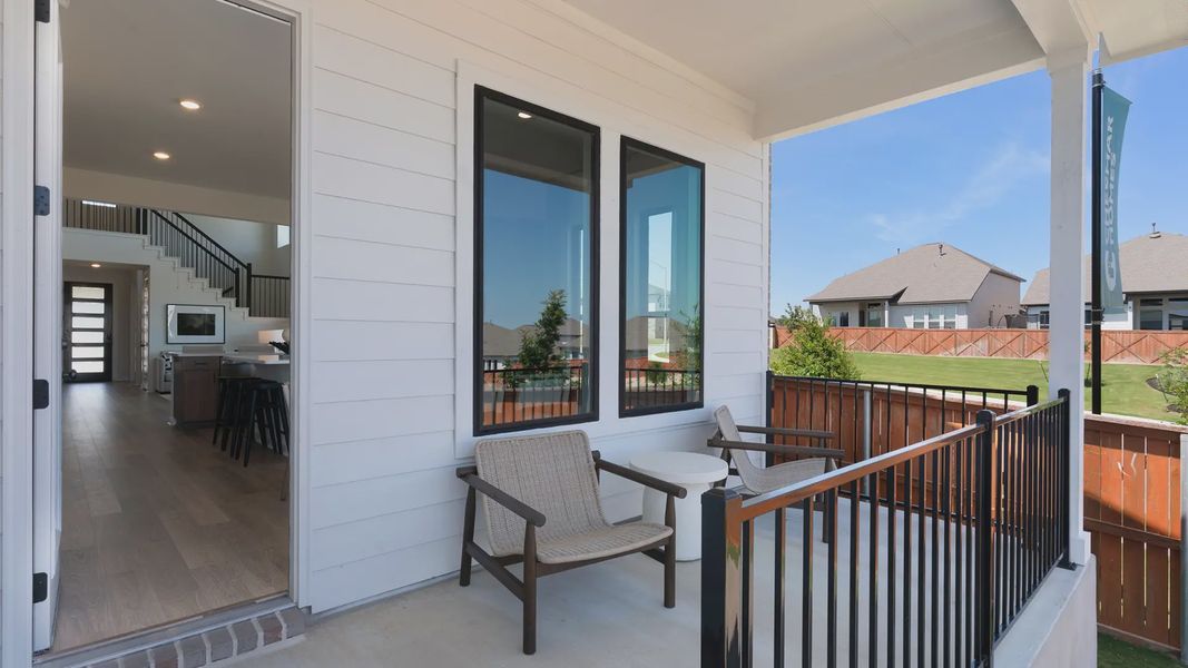 Exterior details and patio area of a home in The Grove at Blackhawk, Pflugerville (Image 18). Exterior details and patio area of a home in The Grove at Blackhawk, Pflugerville (Image 18).