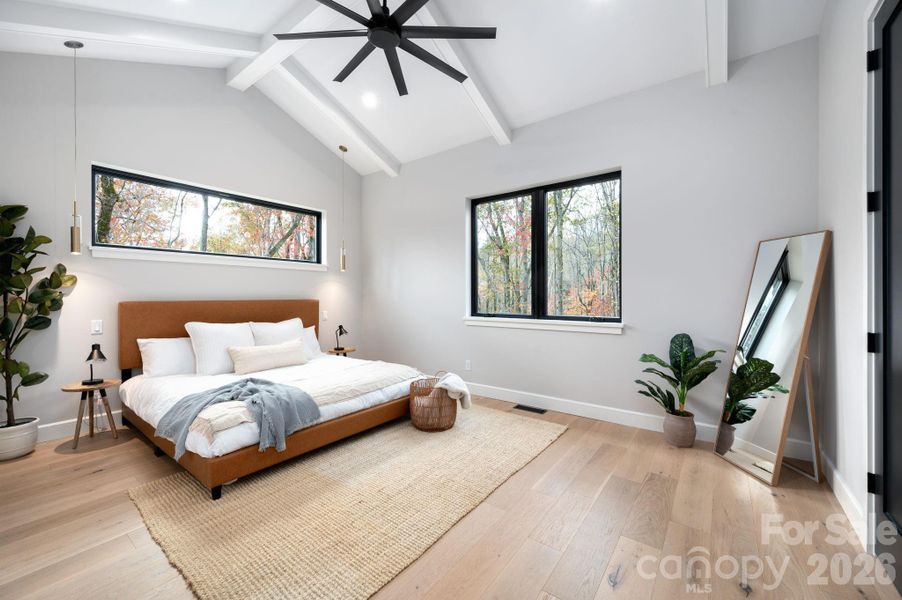 Spacious Main-level Primary Bedroom Suite with Vaulted Ceiling