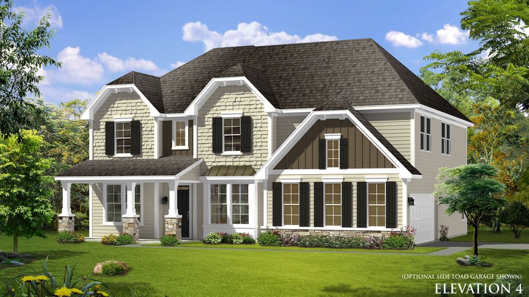 Elevation 4 rendering of the Stonefield home plan by DRB Homes Elevation 4 rendering of the Stonefield home plan by DRB Homes