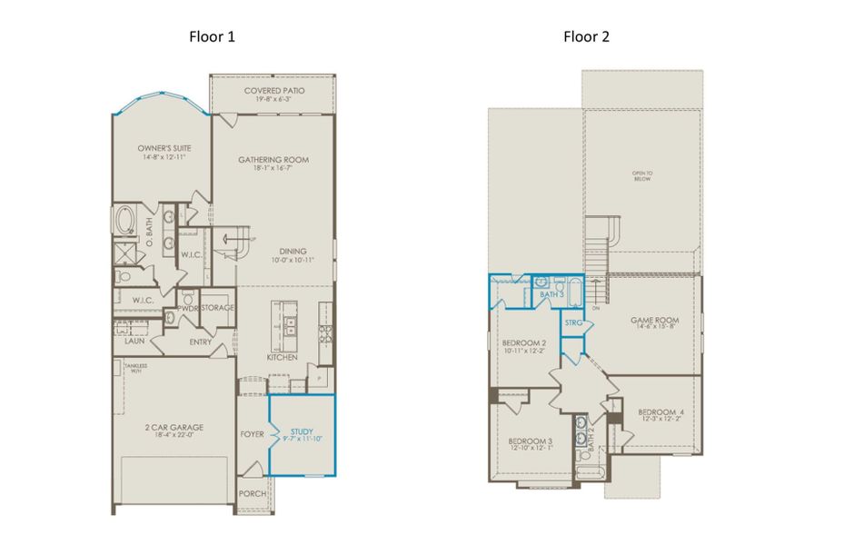 2D floor plan layout of this home in Ribbonwood, Aubrey, TX (Image 5). 2D floor plan layout of this home in Ribbonwood, Aubrey, TX (Image 5).