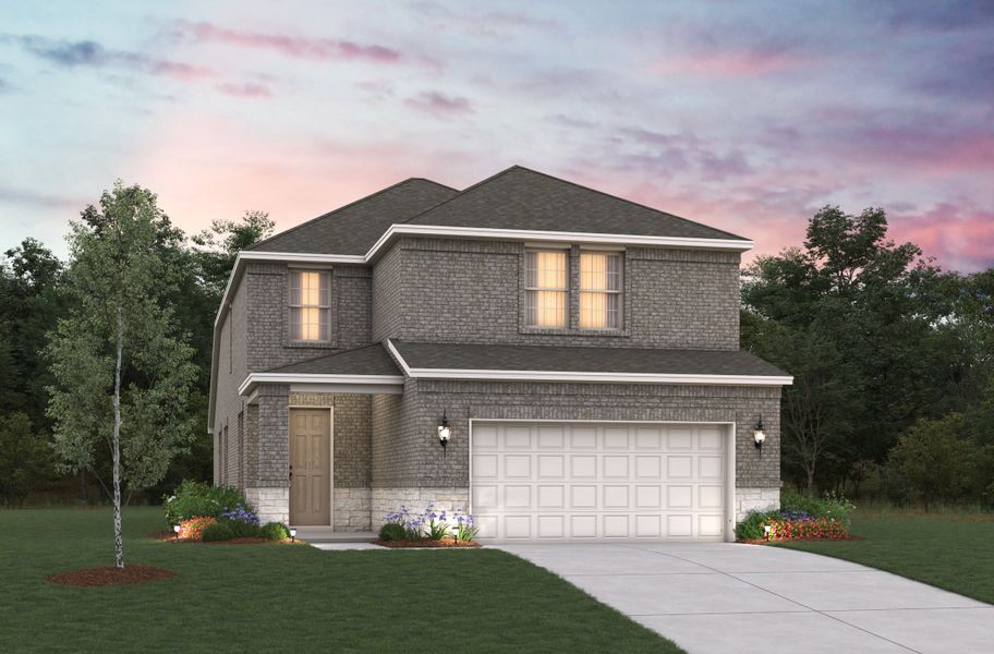 Representative exterior photo of a completed home built from the Cactus by Beazer Homes in Saratoga: Fields 40', Aubrey, TX (Image 9). Representative exterior photo of a completed home built from the Cactus by Beazer Homes in Saratoga: Fields 40', Aubrey, TX (Image 9).