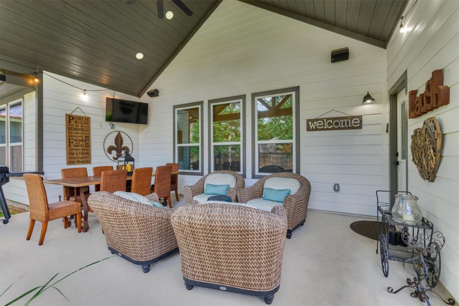 For ease in serving the covered back patio sits right off the breakfast room and kitchen inside For ease in serving the covered back patio sits right off the breakfast room and kitchen inside