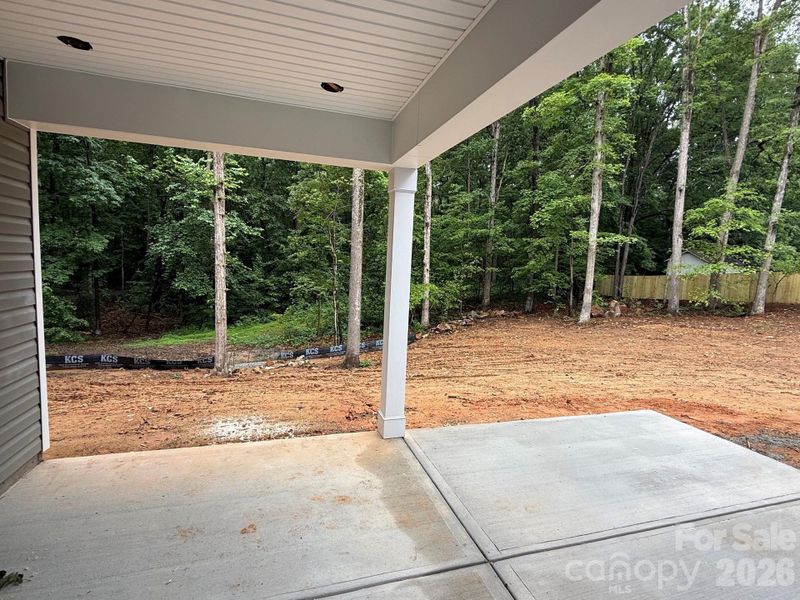 Covered rear porch with extended patio Covered rear porch with extended patio