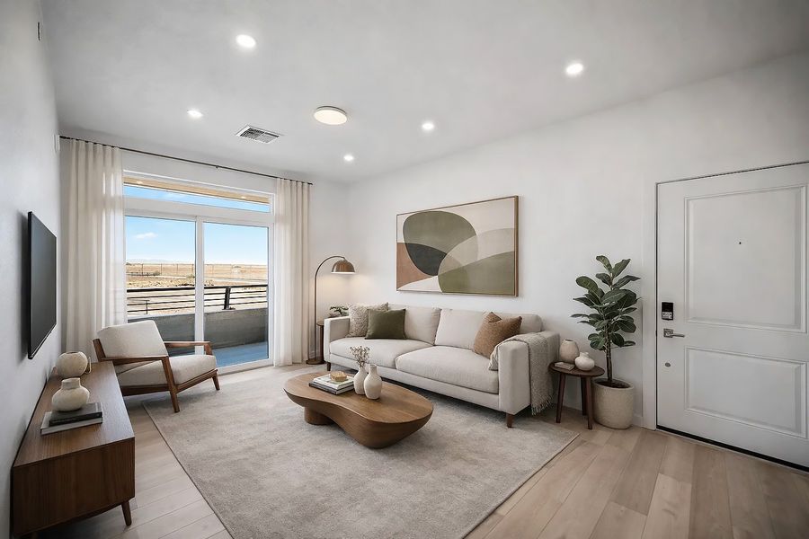 Furnished interior view inside a new home in Lyric at RidgeGate Condos, Lone Tree (Image 4). Furnished interior view inside a new home in Lyric at RidgeGate Condos, Lone Tree (Image 4).