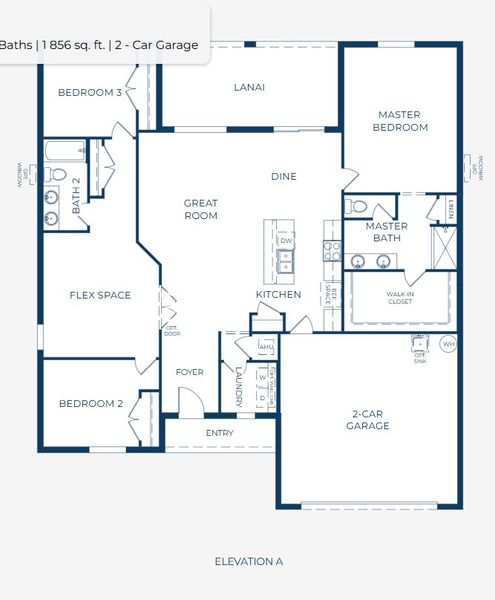 2D floor plan layout for the Clearwater by Maronda Homes in Deland, Deland, FL (Image 5).