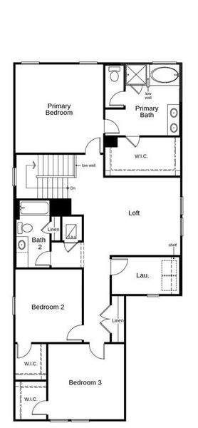 This floor plan features 3 bedrooms, 2 full baths, 1 half bath and over 2,400 square feet of living space.