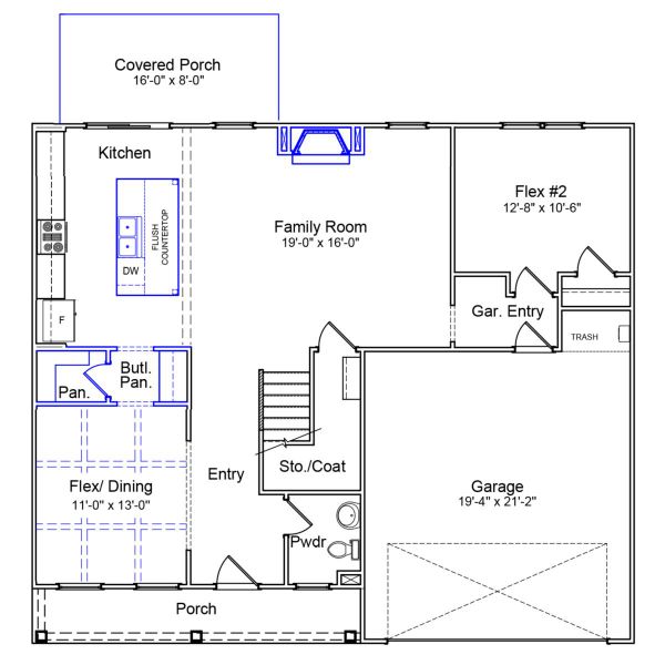 2D floor plan layout of this home in Pebble Branch, Chapin, SC (Image 2).