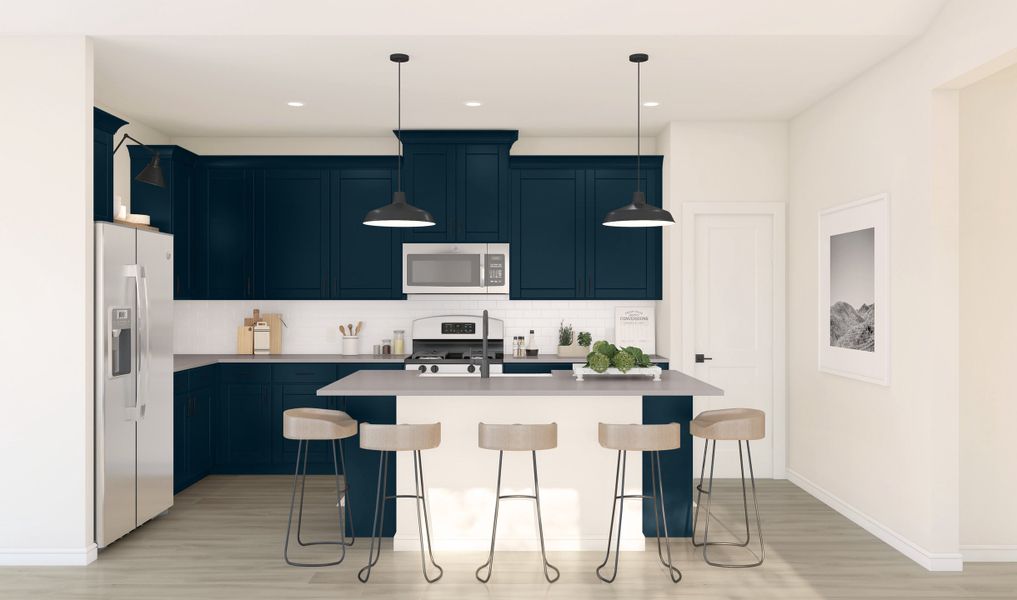 Kitchen with pendant lighting