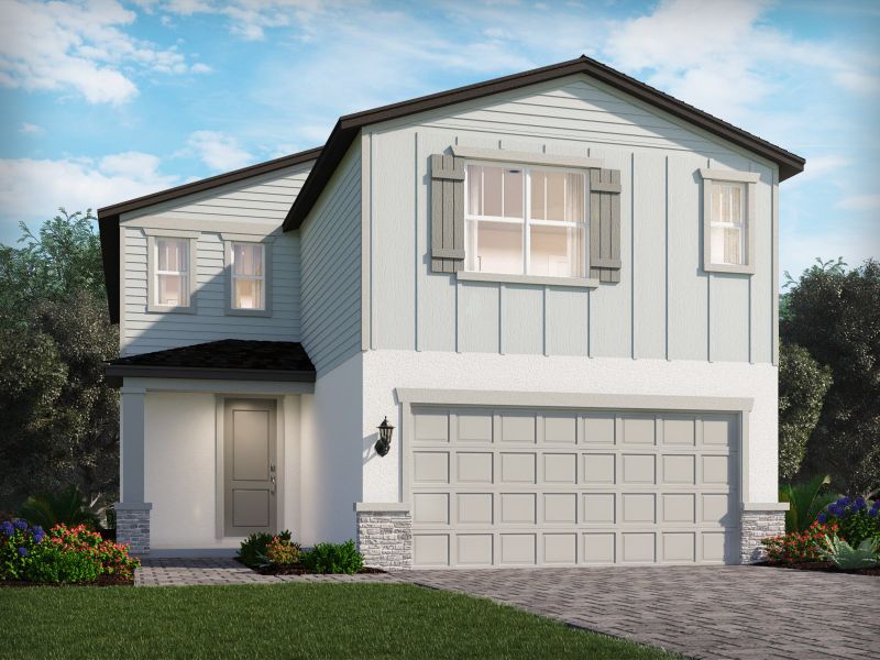 Front exterior of a home in the The Reserve at Hammock Oaks - Classic Series community, located in Lady Lake, FL (Image 13).