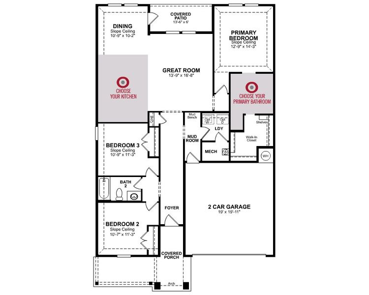 2D floor plan layout for the Sierra by Beazer Homes in Cottonwood, Dorchester, TX (Image 3).