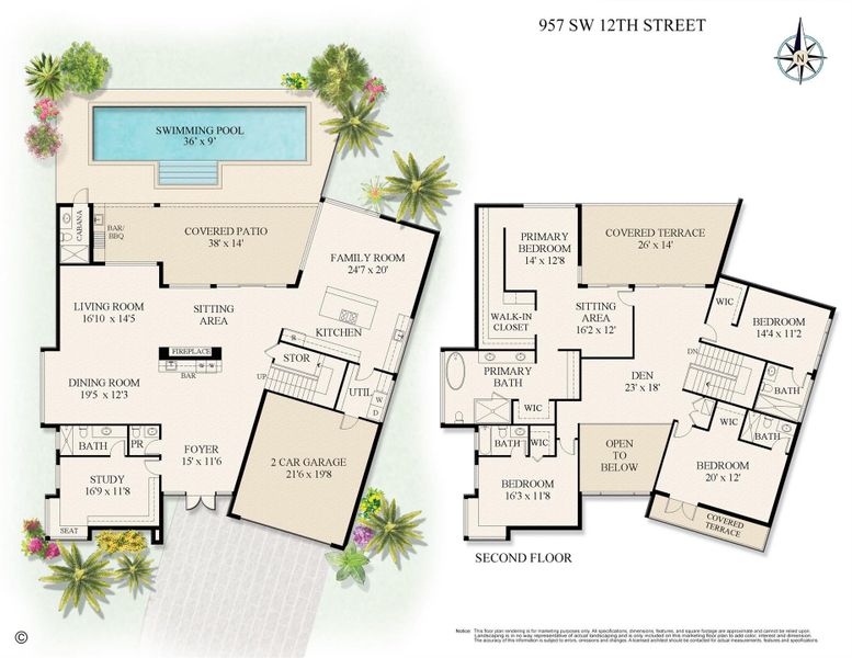 2D floor plan layout of this home in , Boca Raton, FL (Image 6).