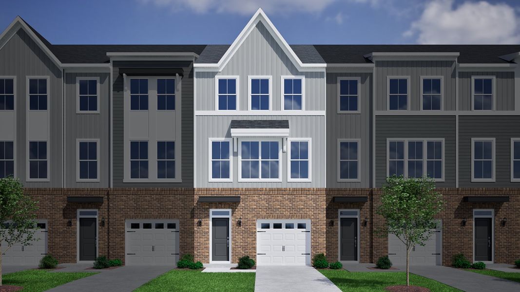 Representative exterior photo of a completed home built from the Daphne 3-Story 1-Car Garage - Vanguard Collection by Mungo Homes in Vista at Cane Bay, Summerville, SC (Image 14).