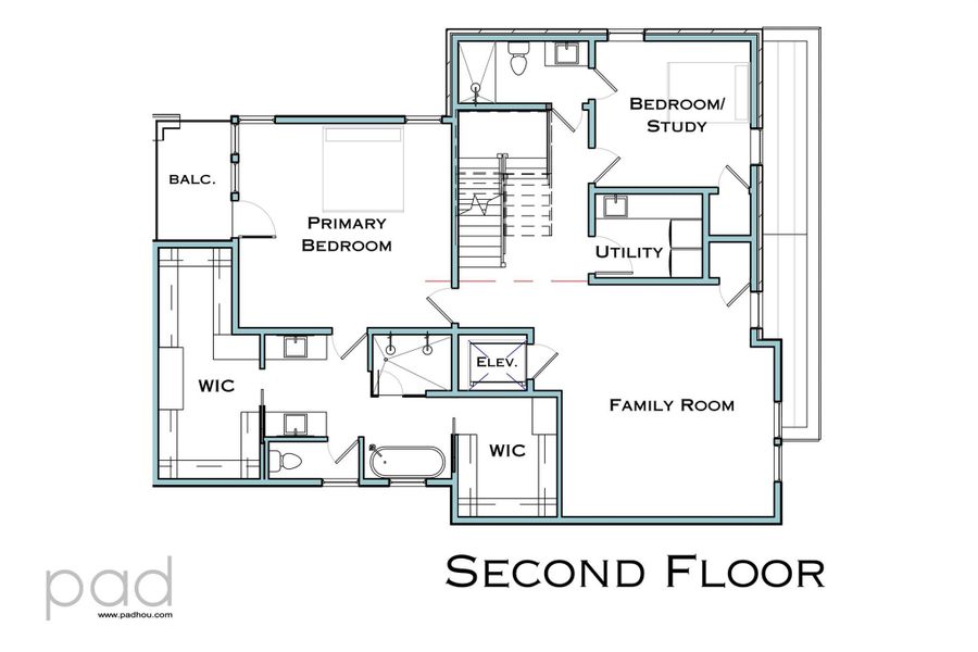 Second floor plan of Unit A. Deemed to be accurate but not guaranteed.
