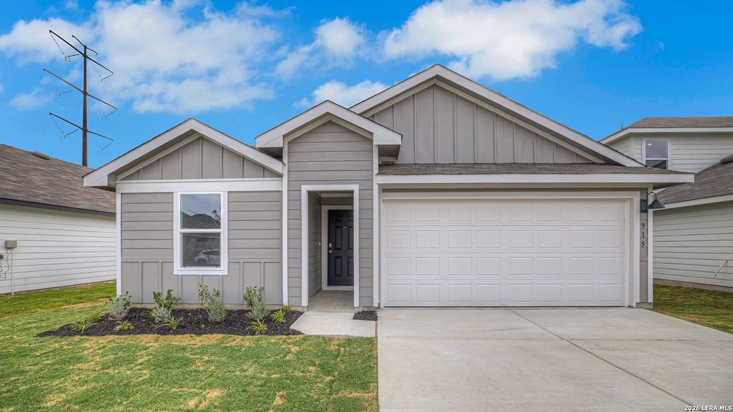 Front exterior of a new home in Swenson Heights, Seguin, TX, highlighting curb appeal (Image 1). Front exterior of a new home in Swenson Heights, Seguin, TX, highlighting curb appeal (Image 1).