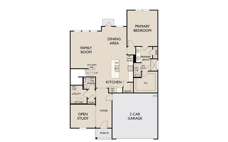 2D floor plan layout for the Gage by Ashton Woods in The Heights at Saddlebrook Ranch 60's, Schertz, TX (Image 4).