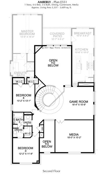 2D floor plan layout for the Amberly by Landon Homes in East Village - Classic Series, Frisco, TX (Image 4).