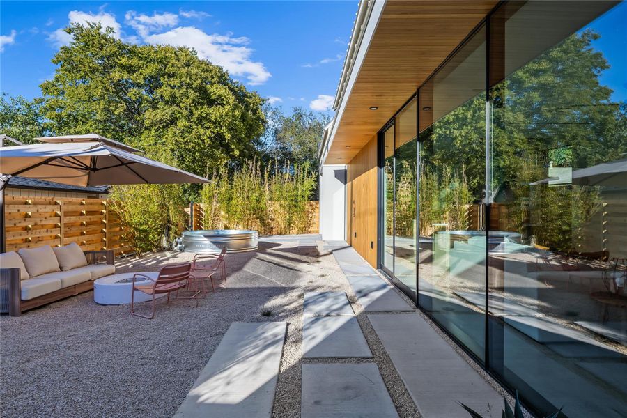 Exterior details and patio area of a home in , Austin (Image 29). Exterior details and patio area of a home in , Austin (Image 29).