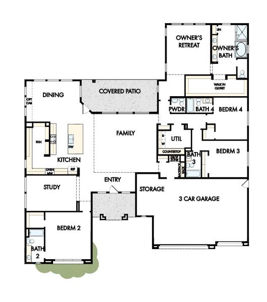 2D floor plan layout for the The Littleleaf by David Weekley Homes in Suelo at Legado West, Queen Creek, AZ (Image 3). 2D floor plan layout for the The Littleleaf by David Weekley Homes in Suelo at Legado West, Queen Creek, AZ (Image 3).