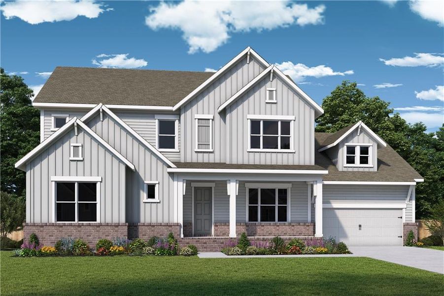 Front exterior of a new home in Ellis, Marietta, GA, highlighting curb appeal (Image 1). Front exterior of a new home in Ellis, Marietta, GA, highlighting curb appeal (Image 1).