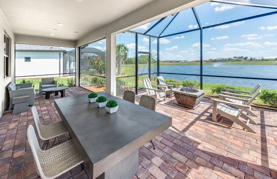 Exterior details and patio area of a home in Del Webb Sunbridge, St. Cloud (Image 27). Exterior details and patio area of a home in Del Webb Sunbridge, St. Cloud (Image 27).