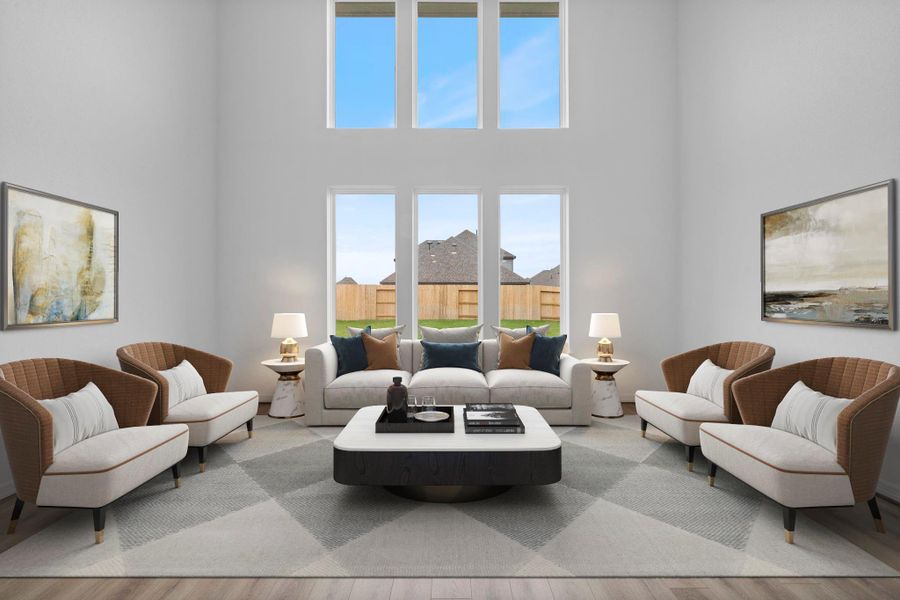 Your family room has ample space to entertain family and friends. This space features beautiful floors, fresh paint, ceiling fan with lighting, and high ceilings.
