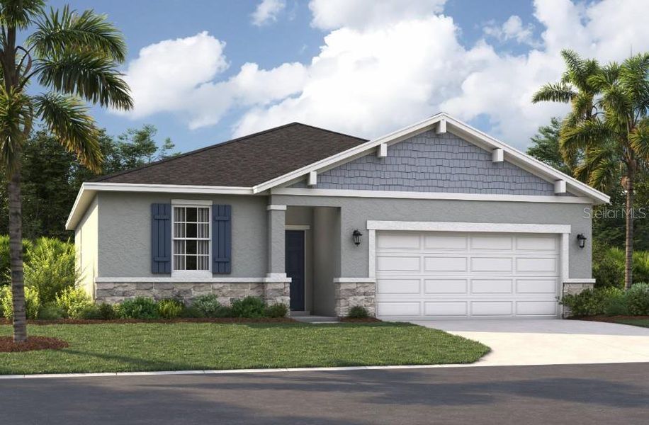 Front exterior of a new home in Hidden Cove, Eustis, FL, highlighting curb appeal (Image 1). Front exterior of a new home in Hidden Cove, Eustis, FL, highlighting curb appeal (Image 1).