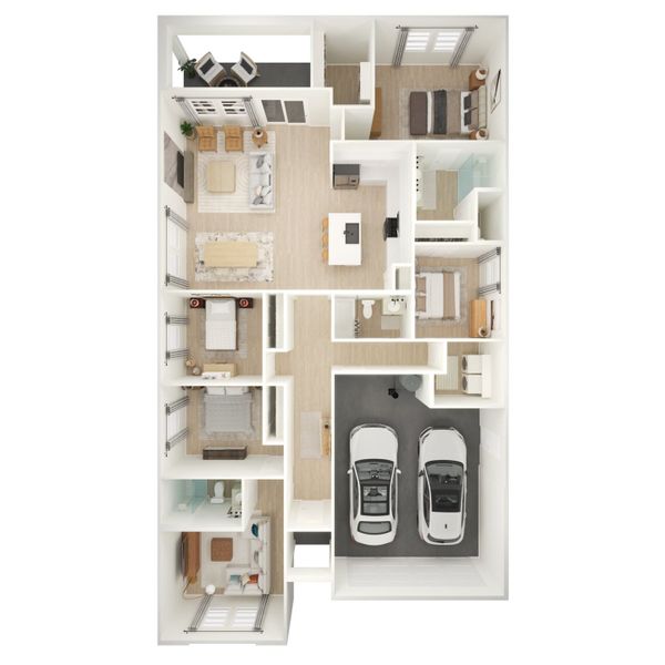 2D floor plan layout for the Passionflower II ESP by K. Hovnanian® Homes in Aspire at Reunion, Newark, TX (Image 4). 2D floor plan layout for the Passionflower II ESP by K. Hovnanian® Homes in Aspire at Reunion, Newark, TX (Image 4).