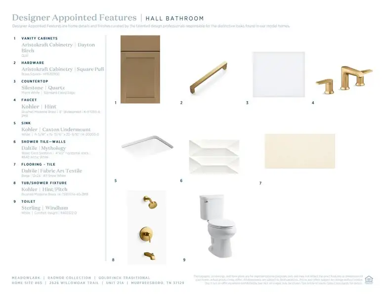 Sample of building materials used in homes in Meadowlark, Murfreesboro (Image 11). Sample of building materials used in homes in Meadowlark, Murfreesboro (Image 11).