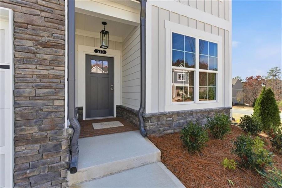 Exterior details and patio area of a home in Lakeside at Great Sky, Canton (Image 3).