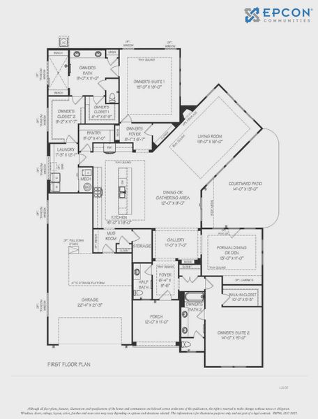 2D floor plan layout for the Provenance by Epcon Communities in The Courtyards at Holly Springs, Canton, GA (Image 4). 2D floor plan layout for the Provenance by Epcon Communities in The Courtyards at Holly Springs, Canton, GA (Image 4).