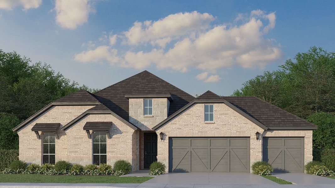 Plan 1682 Elevation B with Stone & 3rd Car Garage Plan 1682 Elevation B with Stone & 3rd Car Garage