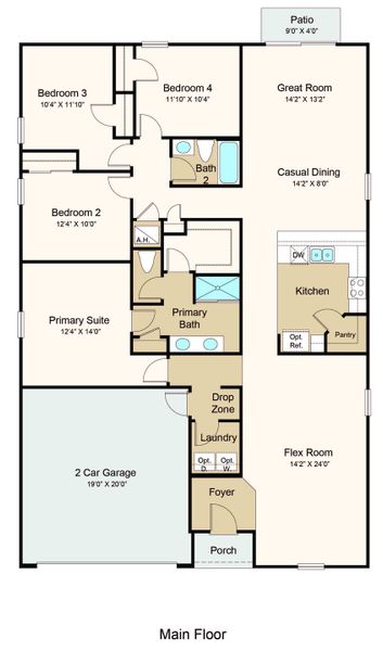 2D floor plan layout of this home in Coopers Meadow, Jacksonville, FL (Image 5).