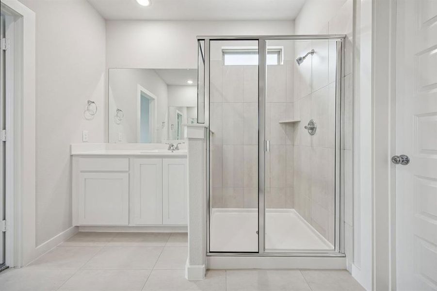 Primary Bathroom in the Masters home plan by Trophy Signature Homes – REPRESENTATIVE PHOTO