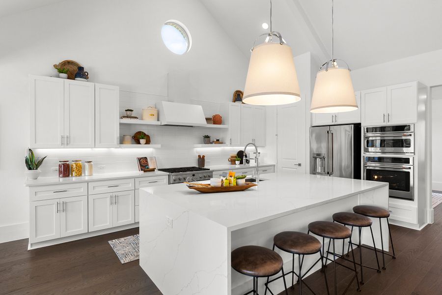 Kitchen with pendant lighting