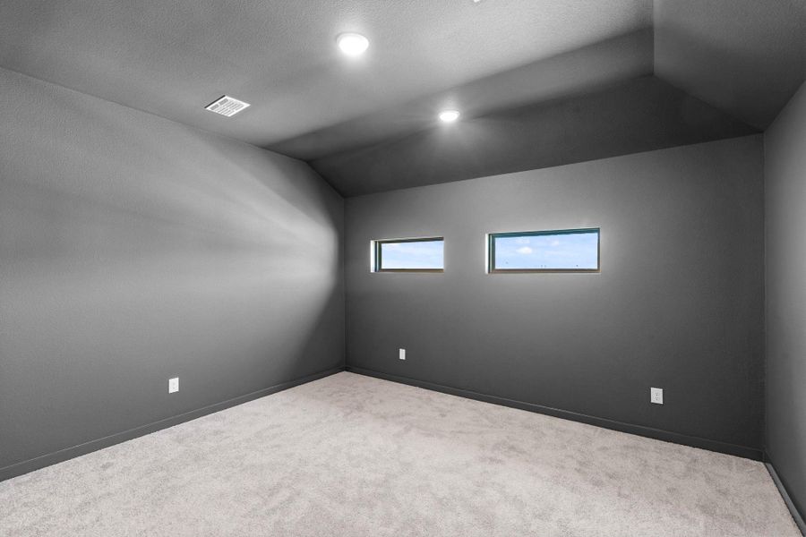 The Upstairs Flex Entertainment Hotspot With Dark Paint & is Perfect for Movie Nights