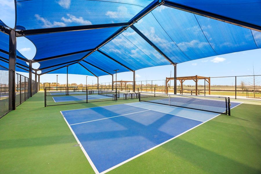 Covered Pickle Ball Courts are perfect for year-round playing!