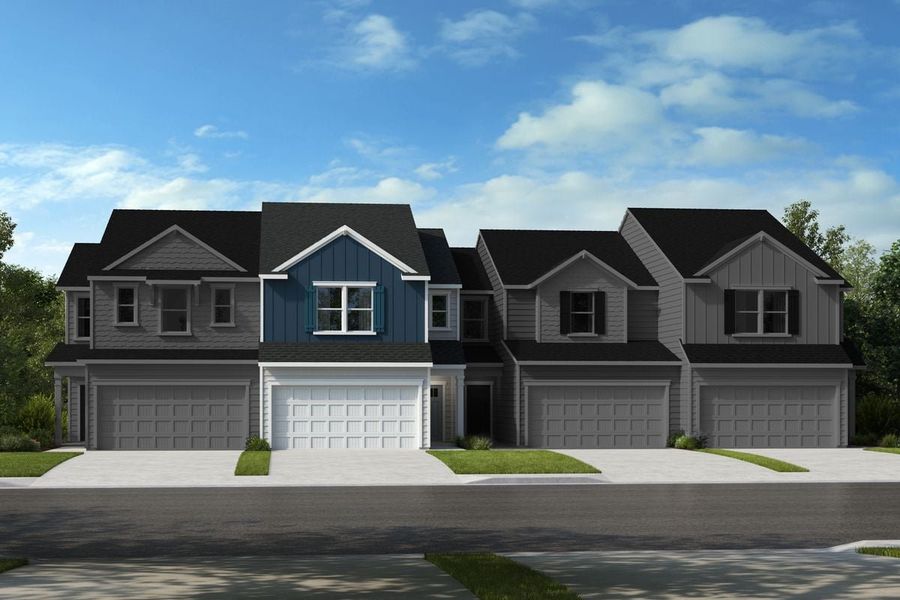 Representative exterior photo of a completed home built from the 1901 by KB Home in Brooks Mill - Reserve Series, Durham, NC (Image 5). Representative exterior photo of a completed home built from the 1901 by KB Home in Brooks Mill - Reserve Series, Durham, NC (Image 5).